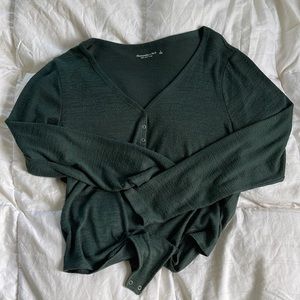 Abercrombie & Fitch Soft A&F Cozy Long Sleeve Green Body Suit Size Large